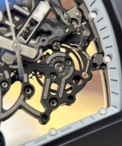 Đồng hồ Richard Mille RM055 Rep 11 vỏ gốm viền trắng dây cao su xưởng ZF 49.9×42 (1)