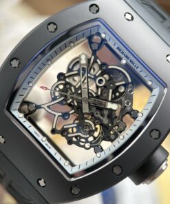 Đồng hồ Richard Mille RM055 Rep 11 vỏ gốm viền trắng dây cao su xưởng ZF 49.9×42 (1)