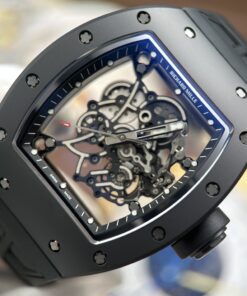 Đồng hồ Richard Mille RM055 Rep cao cấp vỏ gốm đen dây cao su xưởng ZF 49.9×42 (2)