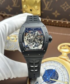 Đồng hồ Richard Mille RM055 Rep cao cấp vỏ gốm đen dây cao su xưởng ZF 49.9×42 (2)