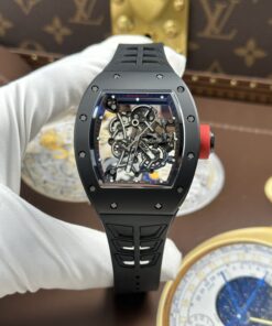 Đồng hồ Richard Mille RM055 Replica 11 vỏ gốm đen núm màu đỏ nhà máy ZF 49.9×42 (3)