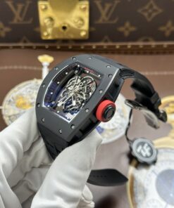 Đồng hồ Richard Mille RM055 Replica 11 vỏ gốm đen núm màu đỏ nhà máy ZF 49.9×42 (3)