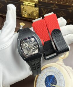 Đồng hồ Richard Mille RM055 Replica 11 vỏ gốm đen núm màu đỏ nhà máy ZF 49.9×42 (3)