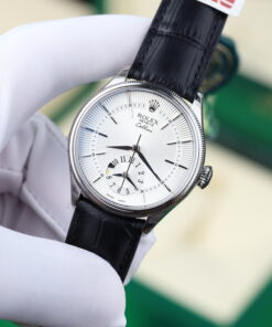 Đồng hồ Rolex Cellini 50525 Rep cao cấp mặt trắng dây da đen 39mm (2)