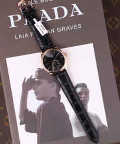 Đồng hồ Rolex Cellini Dual Time 50525 Replica 11 mặt đen vỏ phủ vàng thật 18K 39mm (2)