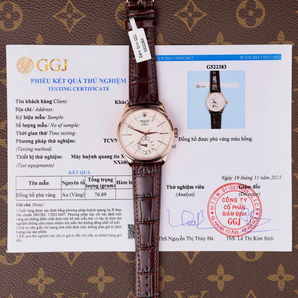 Đồng hồ Rolex Cellini Dual Time 50525 chế tác mặt trắng vỏ phủ vàng thật 18K 39mm (1)