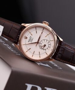 Đồng hồ Rolex Cellini Dual Time 50525 chế tác mặt trắng vỏ phủ vàng thật 18K 39mm (1)