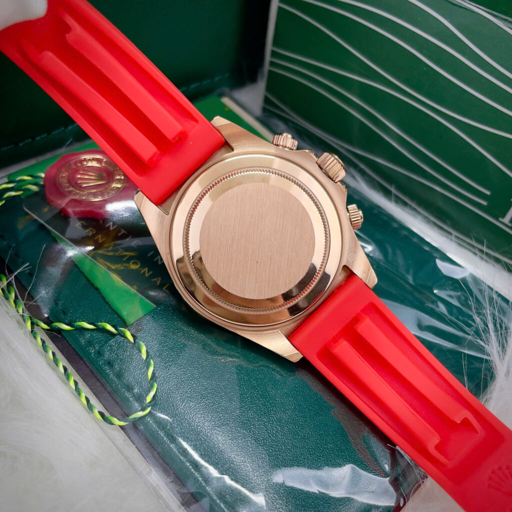 Đồng hồ Rolex Daytona Rainbow nam dây cao su đỏ máy cơ nhật giá rẻ 40mm
