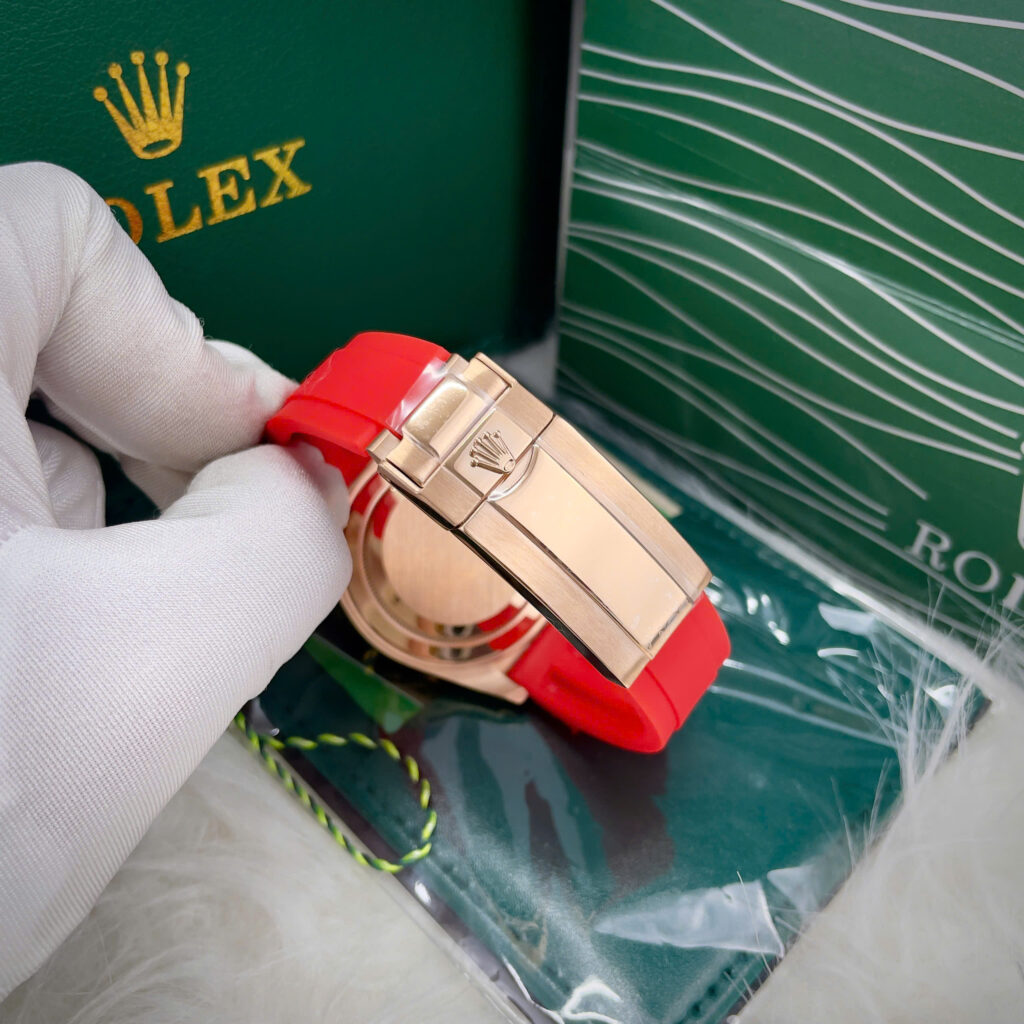 Đồng hồ Rolex Daytona Rainbow nam dây cao su đỏ máy cơ nhật giá rẻ 40mm