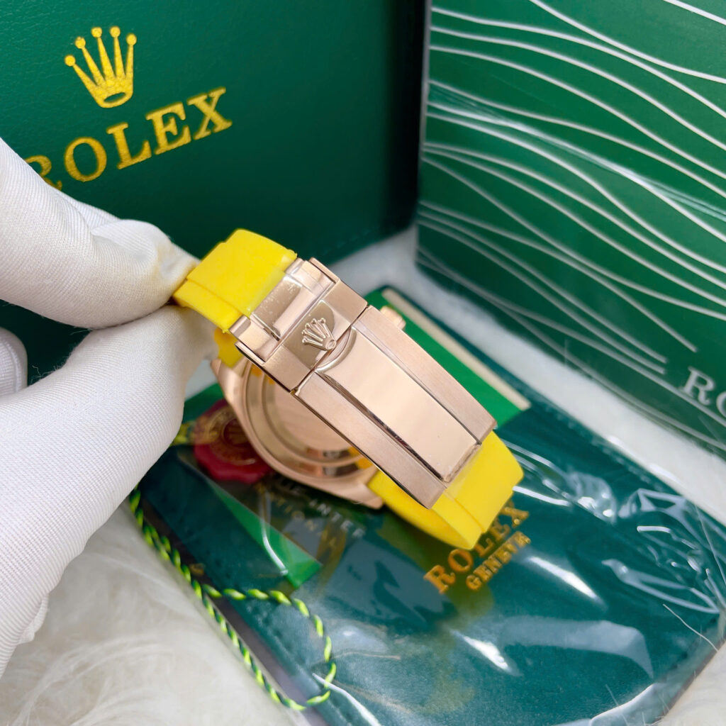 Đồng hồ Rolex Daytona Rainbow nam dây cao su vàng fake cao cấp 40mm