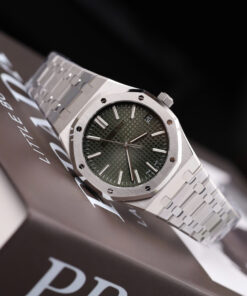 Đồng hồ nam Rep 11 Audemars Piguet Royal Oak 15500 mặt xanh lá cây dây kim loại xưởng APS 41mm (2)