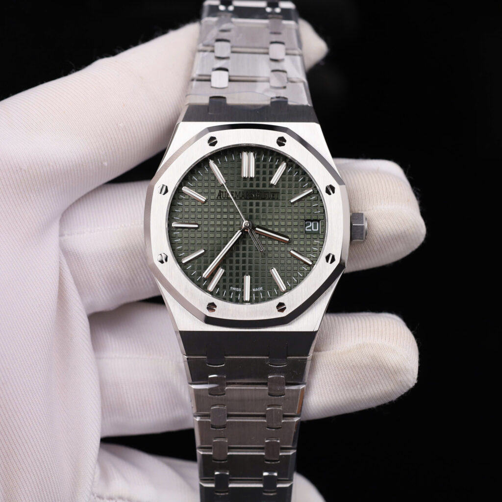 Đồng hồ nam Rep 11 Audemars Piguet Royal Oak 15500 mặt xanh lá cây dây kim loại xưởng APS 41mm (2)