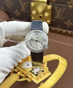 Đồng hồ nữ Cartier Ballon Blanc Rep 11 viền đính đá máy pin xưởng AF 30mm (2)