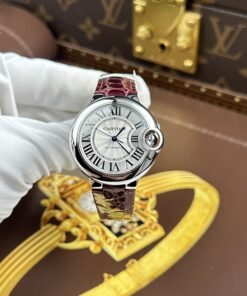 Đồng hồ nữ Cartier Ballon Bleu Rep 11 máy cơ tự động dây da xưởng AF 33mm (2)