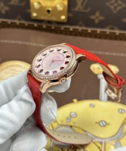 Đồng hồ nữ Fendi Crazy Carats Replica 11 mặt khảm xà cừ hồng dây da 36mm (2)