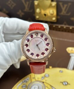 Đồng hồ nữ Fendi Crazy Carats Replica 11 mặt khảm xà cừ hồng dây da 36mm (2)