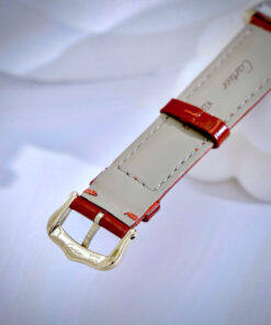 Đồng Hồ Cartier Tank Louis Nữ Vàng Gold Dây Da Đỏ Fake Cao Cấp 24x32mm