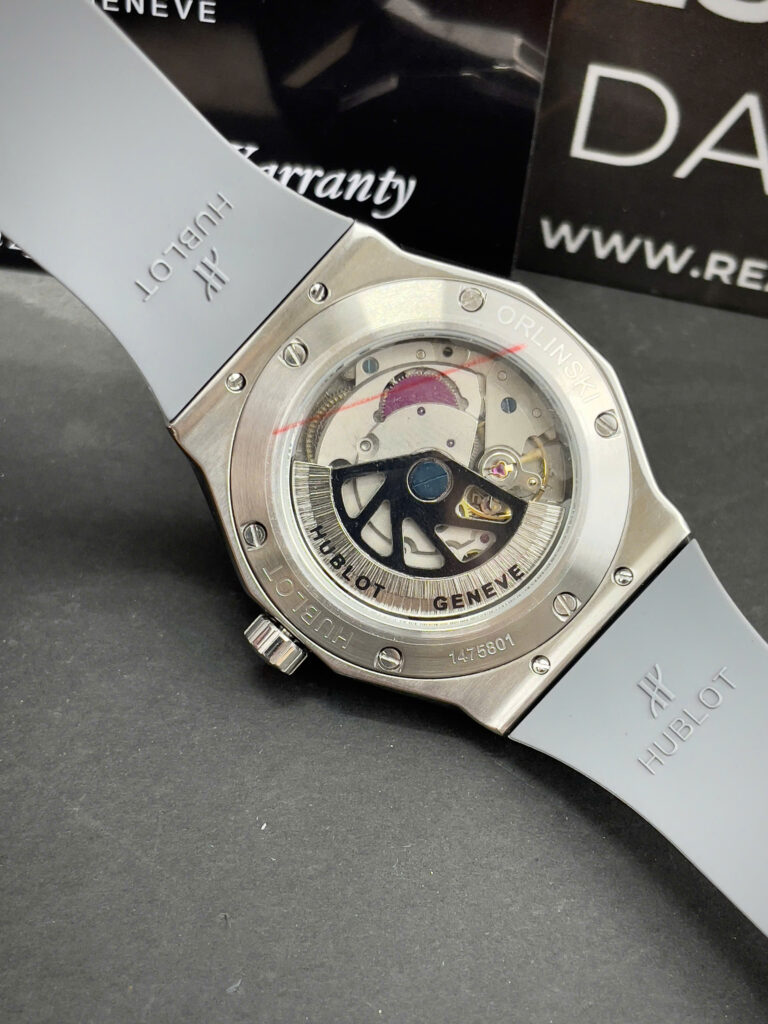 Đồng Hồ Hublot Orlinski nam đính đá dây cao su xám máy nhật giá rẻ fake cao cấp 40mm