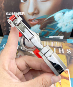 Đồng Hồ Rolex DateJust Máy Cơ Nhật Dây Cao Su Đỏ Đính Đá Fake Cao Cấp 41mm