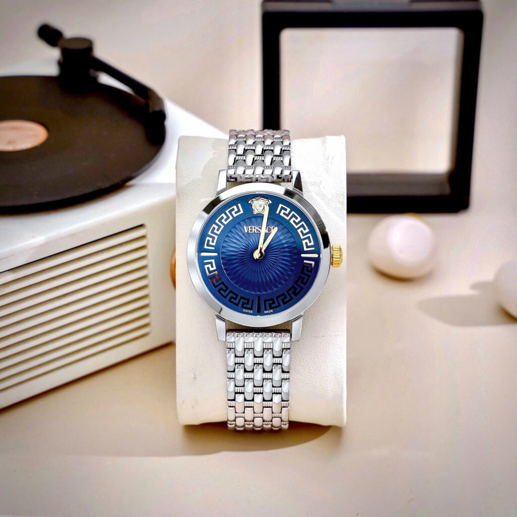 Đồng Hồ Versace VE6C00623 Greca Time dây kim loại mặt xanh blue like auth 35mm 