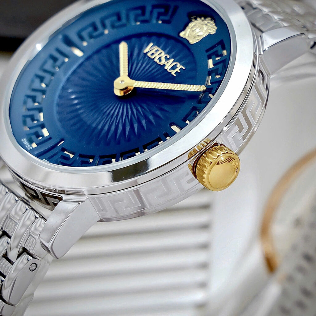Đồng Hồ Versace VE6C00623 Greca Time dây kim loại mặt xanh blue like auth 35mm 