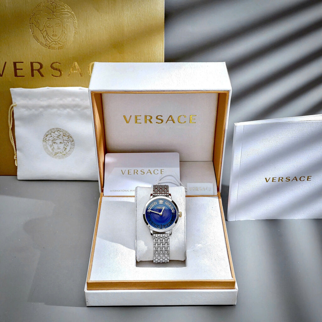Đồng Hồ Versace VE6C00623 Greca Time dây kim loại mặt xanh blue like auth 35mm 