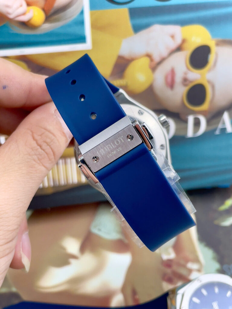 Đồng Hồ nam Hublot Orlinski đính đá mặt xanh blue máy cơ nhật giá rẻ fake cao cấp 40mm