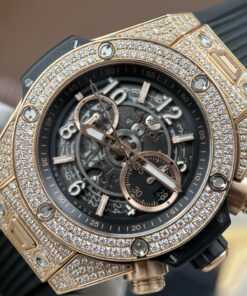 Đồng hồ Hublot Big Bang Unico King Gold Rep 11 đính full đá dây cao su 45mm (2)