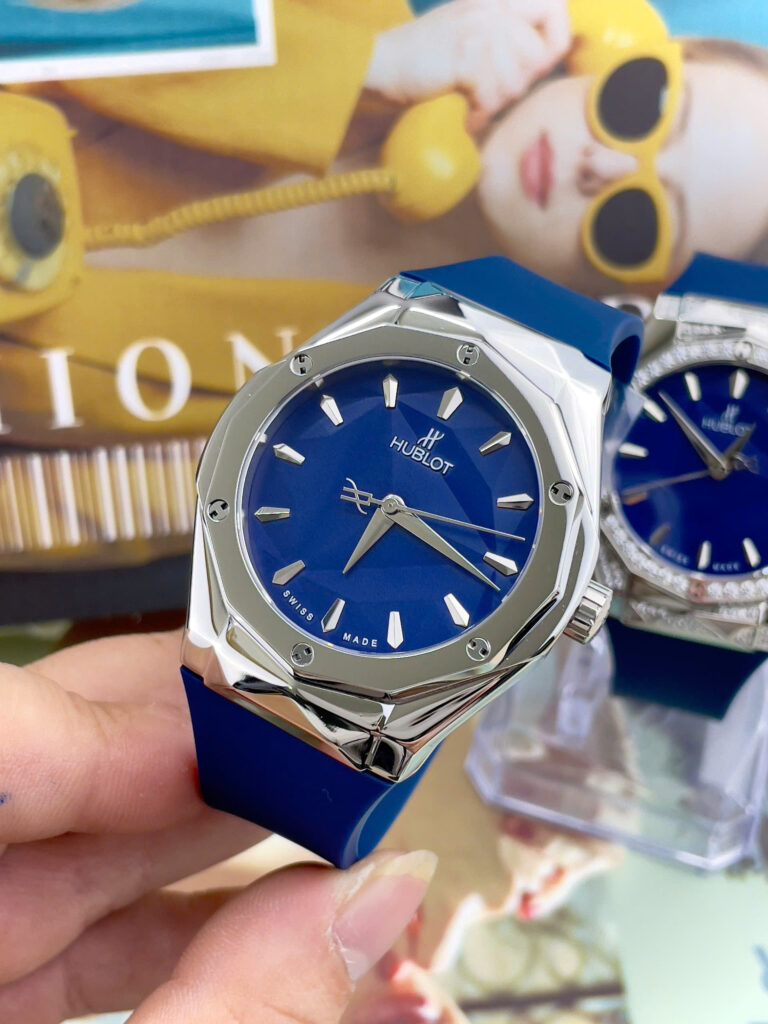 Đồng hồ Hublot Orlinski dây cao su mặt xanh blue máy cơ nhật giá rẻ 40mm