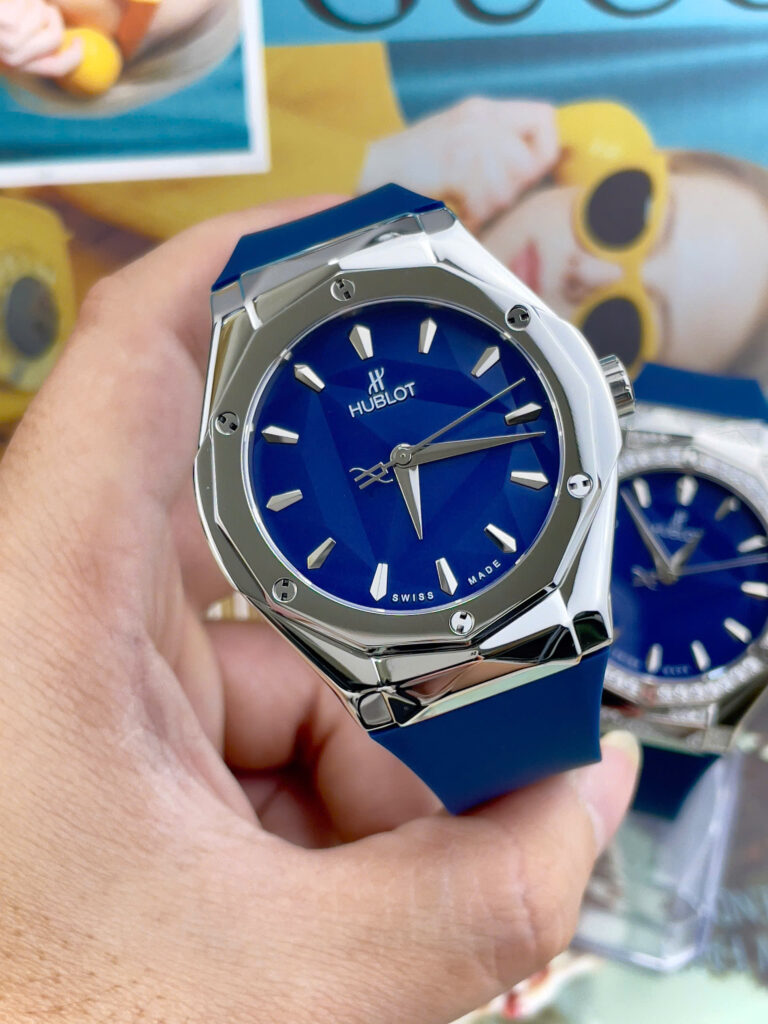 Đồng hồ Hublot Orlinski dây cao su mặt xanh blue máy cơ nhật giá rẻ 40mm