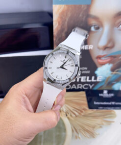 Đồng hồ Hublot Orlinski đính đá CZ dây cao su trắng fake cao cấp 40mm