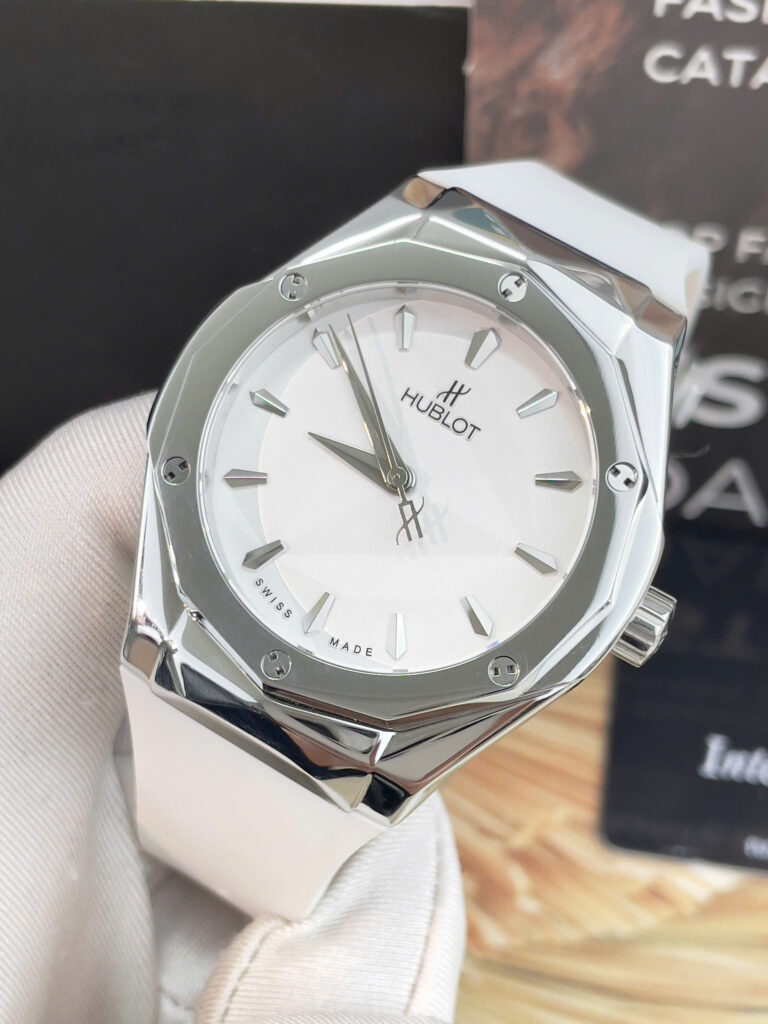 Đồng hồ Hublot Orlinski nam trắng dây cao su máy nhật giá rẻ fake cao cấp 40mm