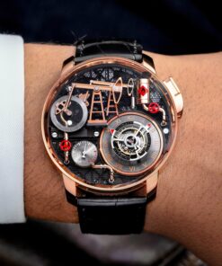 Đồng hồ Jacob & Co Oil Pump Replica 11 vỏ mạ vàng hồng dây da 44mm (1)