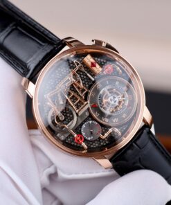 Đồng hồ Jacob & Co Oil Pump Replica 11 vỏ mạ vàng hồng dây da 44mm (1)