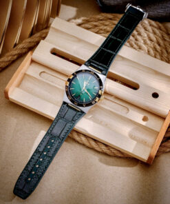 Đồng hồ Omega Constellation nam mặt xanh lá dây da fake cao cấp 41mm