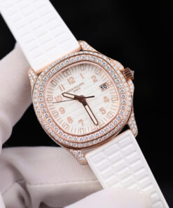 Đồng hồ Patek Philippe Aquanaut 5067 Replica 11 vỏ bọc vàng 18K đính full moissanite 35 (2)