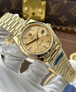 Đồng hồ Rolex Day-Date Rep cao cấp mặt vàng champagne máy calibre 3255 Thuỵ Sỹ xưởng RC 40mm (1)