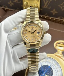 Đồng hồ Rolex Day-Date Rep cao cấp mặt vàng champagne máy calibre 3255 Thuỵ Sỹ xưởng RC 40mm (1)