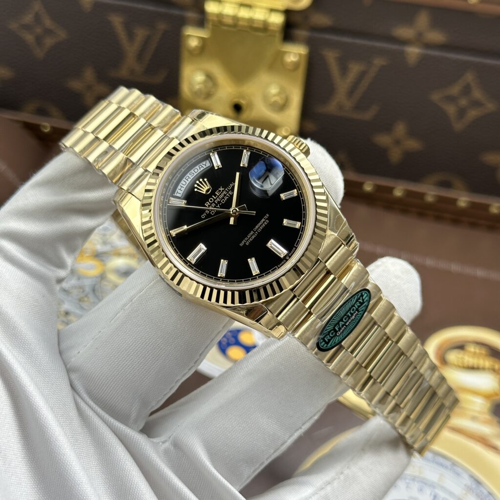 Đồng hồ Rolex Day-Date Replica cao cấp mặt đen máy calibre 3255 Thuỵ Sỹ xưởng RC 40mm (2)