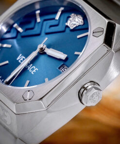 Đồng hồ Versace VE8F00524 Antares Nam Dây Kim Mặt Xanh Blue Loại Fake 11 44mm