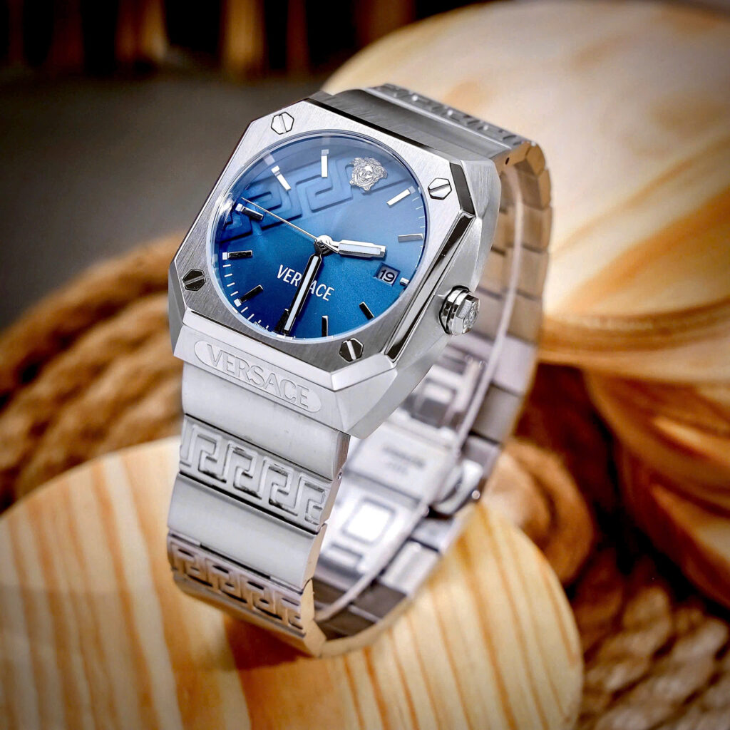 Đồng hồ Versace VE8F00524 Antares Nam Dây Kim Mặt Xanh Blue Loại Fake 11 44mm