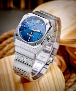 Đồng hồ Versace VE8F00524 Antares Nam Dây Kim Mặt Xanh Blue Loại Fake 11 44mm