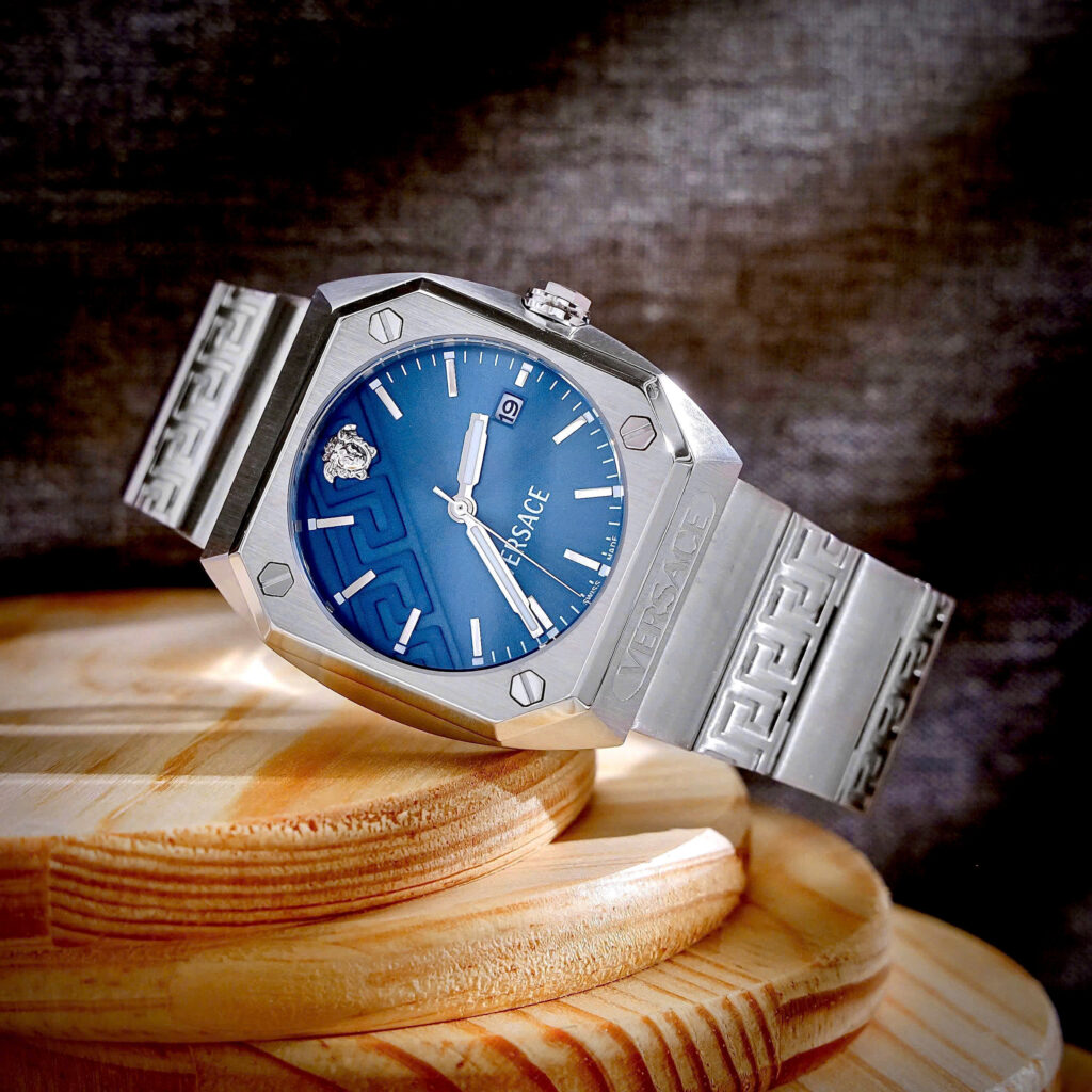 Đồng hồ Versace VE8F00524 Antares Nam Dây Kim Mặt Xanh Blue Loại Fake 11 44mm