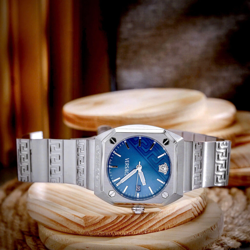 Đồng hồ Versace VE8F00524 Antares Nam Dây Kim Mặt Xanh Blue Loại Fake 11 44mm