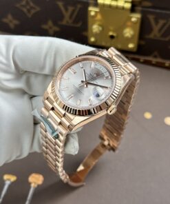 Đồng hồ nam Rolex Day-Date Replica 11 mặt bạc bộ chuyển động calibre 3255 xưởng RC 40mm (2)