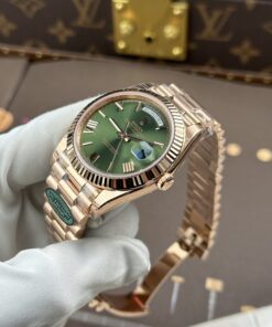 Đồng hồ nam Rolex Day-Date Replica 11 mặt xanh lá cây máy calibre 3255 Thuỵ Sỹ xưởng RC 40mm (2)