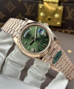 Đồng hồ nam Rolex Day-Date Replica 11 mặt xanh lá cây máy calibre 3255 Thuỵ Sỹ xưởng RC 40mm (2)