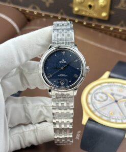 Đồng hồ nữ Omega De Ville Prestige Replica 11 mặt số màu xanh dương dây kim loại 34mm (2)
