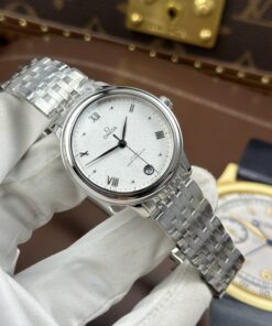 Đồng hồ nữ Omega Replica 11 De Ville Prestige mặt số màu trắng dây kim loại 34mm (2)