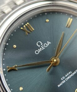 Đồng hồ nữ Omega Replica 11 De Ville Prestige mặt số màu xanh lam dây kim loại 34mm (2)